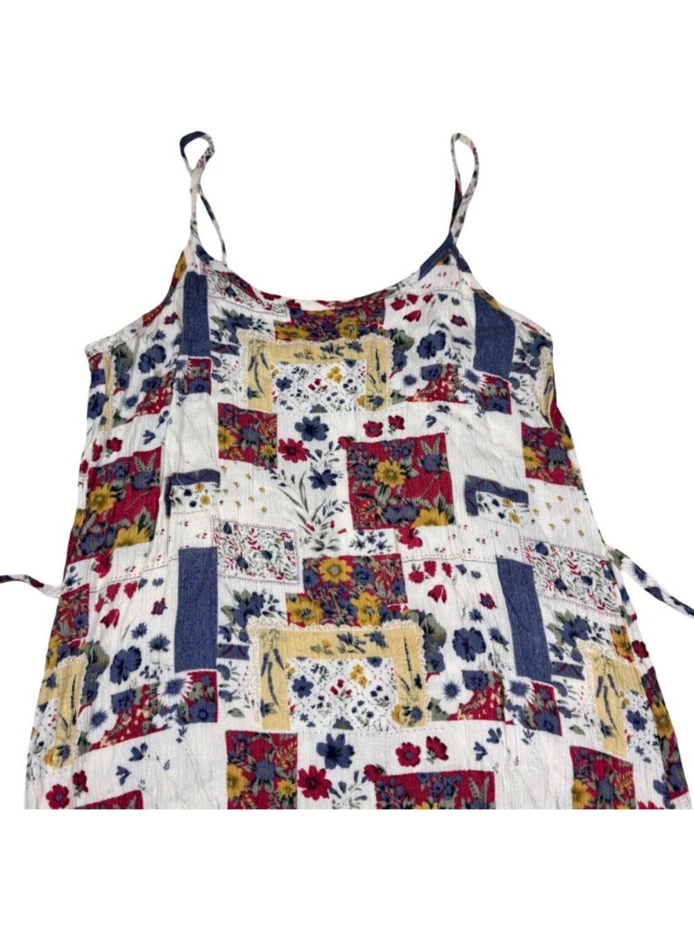 Vintage Patchwork Print Slip Midi Dress Sz S Cottage Boho Summer - Picture 4 of 7